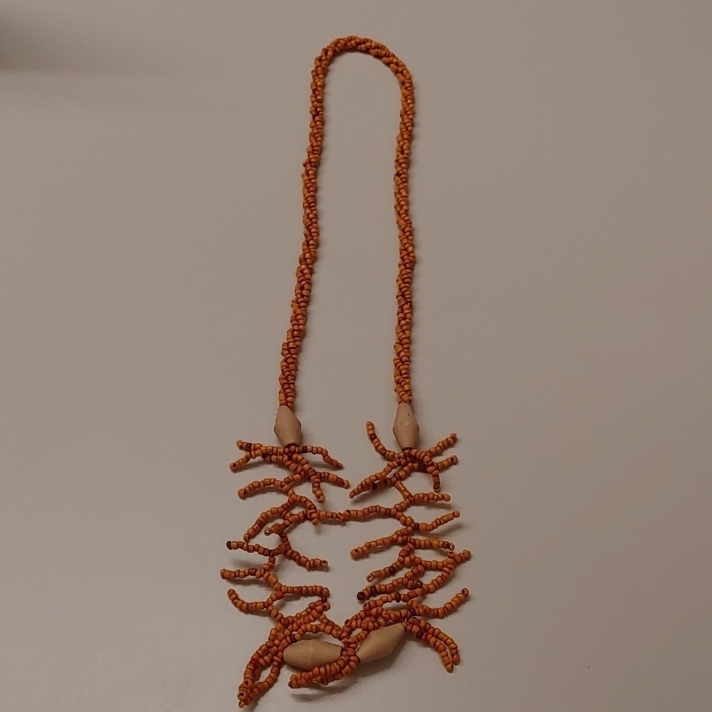 2/$30 Hand crafted Burnt Orange Seed Bead Necklace